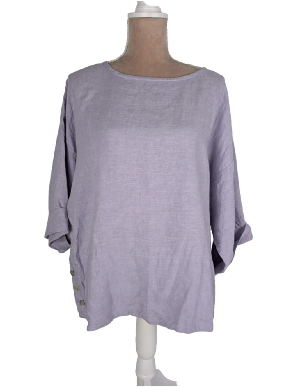 Bryn Walker Aster Linen Shirt Top Light Lavender Sz M Beachy Lagenlook Boho